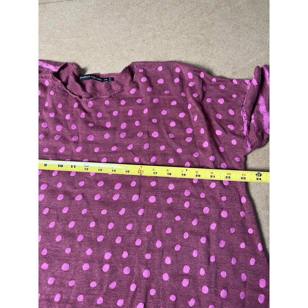 Graham Spencer Tunic Womens L/XL Red Polka Dot Linen 3/4 Sleeve Crew Neck - Picture 3 of 7